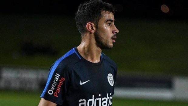 Bahraini refugee Hakeem Al-Araibi on the field for Pascoe Vale FC.