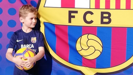 Menzies Dyer, 7, has been left upset by the closure of Barcelona's academy in Sydney, which he joined in January.