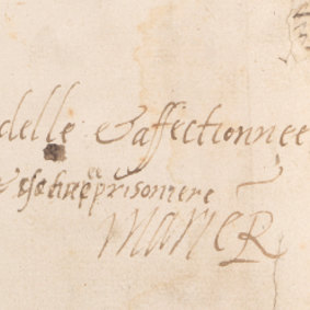 Detail of another exhibit showing Mary, Queen of Scots’ signature.