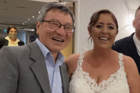 Zoe Lantry with Dr Albert Shun at her wedding in November 2021.