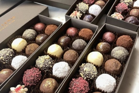 Box of truffles. Sue Lewis Chocolatier.