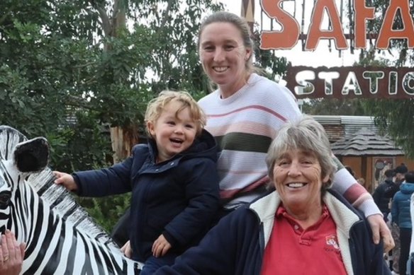 Luka Huddle with his mum, Karin, and grandmother, Sharon. The toddler drowned in a dam near Geelong.