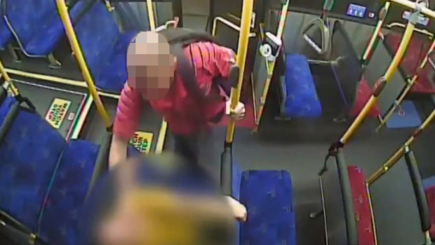 CCTV footage of one of the assaults on a Brisbane bus, previously released by detectives.