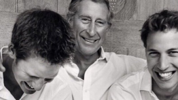 A throwback tender picture of then Prince Charles with sons Prince Harry, left, and Prince William.