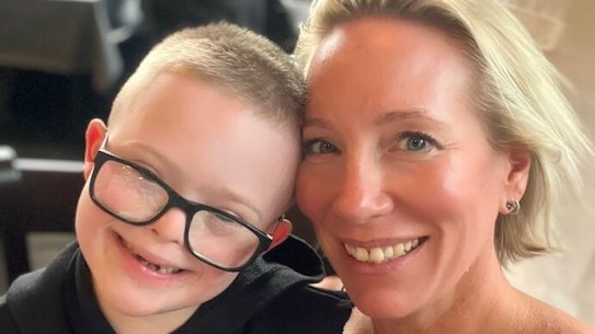 Rachael East and her nine-year-old son Caleb.