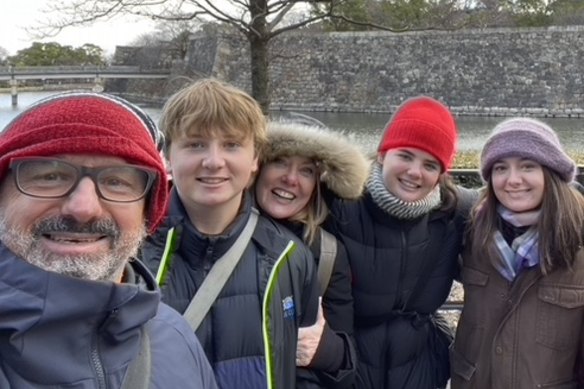 Funder (centre), with husband Craig
Allchin and children Max, Imogen and Polly.