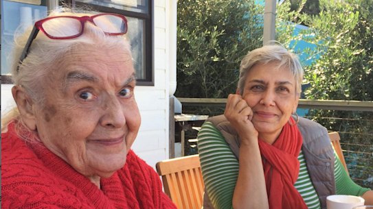 Caroline Baum with her mother, Judith, in 2019.