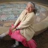 Artist Mirka Mora seated at her mosaic chair at St Kilda Pier circa 2010. Now a statue is planned in her honour.