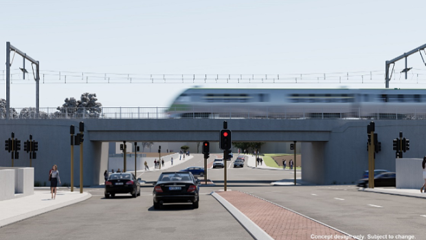 An artists impression of the new underpass that will replace the Denny Avenue level crossing.