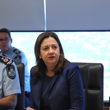 Steve Gollschewski with Premier Annastacia Palaszczuk and her deputy, Steven Miles.