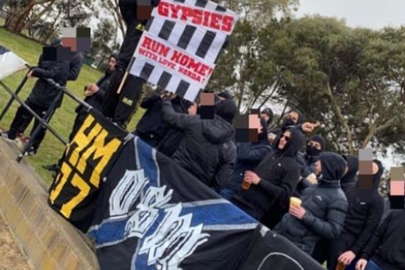 Original Style Melbourne fans at a Victory reserves match against Preston Lions in 2021.