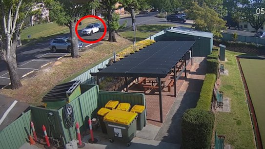 A screen grab of CCTV played in court that shows William Swale’s stationary white BMW in the middle of Camp Street.