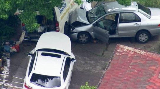 Emergency services at the scene of a car crash in Carlingford, north-west of Sydney, on December 1, 2022. 