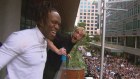 Thousands of screaming fans flocked to meet online YouTube sensations KSI (left) and Logan Paul in North Sydney in February.
