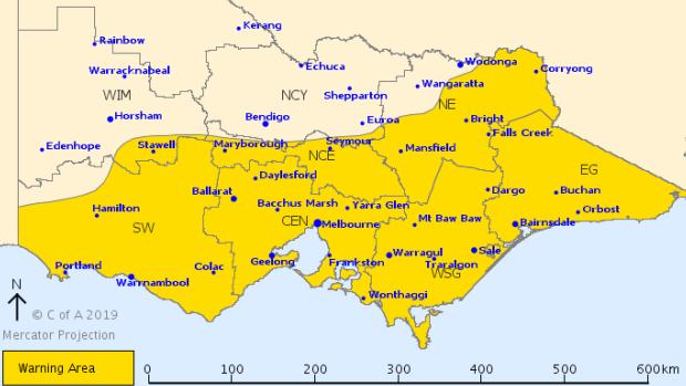 The Bureau of Meteorology has released a severe weather warning for wind gusts for much of the state.