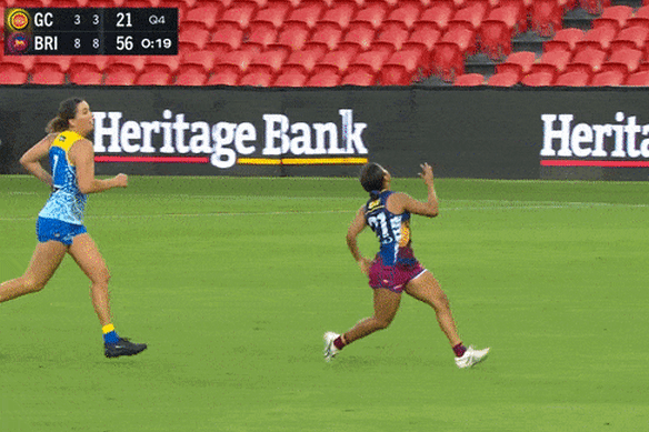 Brisbane Lions Courtney Hodder’s courage was on show against the Gold Coast.