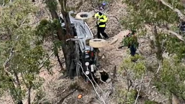 Caleb Forbes and Shannon Lowden's crashed four-wheel-drive was found near Thomson Dam after days of searching.