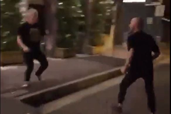 Paul Kent, left. appeared in social media videos of a street fight in Rozelle.