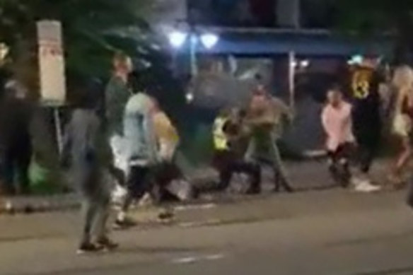 A screenshot from mobile phone footage of the February 24 incident. 