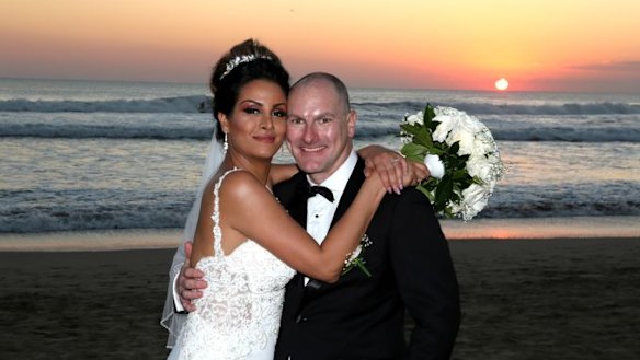 Matt Goland, 38, and Bita Zaeim, 32, after their wedding in Bali.