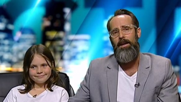 Harper Nielsen and her father, Mark, on The Project.