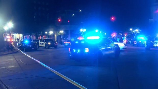 Police at the scene of a mass shooting in Birmingham, Alabama.