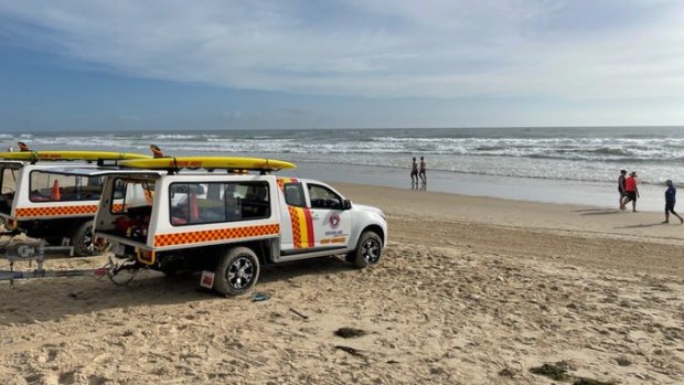 Surf lifesavers assisting in a multi-agency air and sea search for a man missing from the beach at Surfers Paradise on the Gold Coast after an early morning swim on Sunday, December 20.