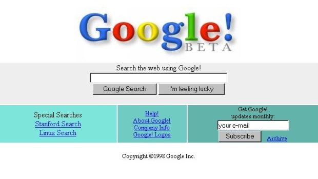 What Google Search looked like at launch, in 1998.