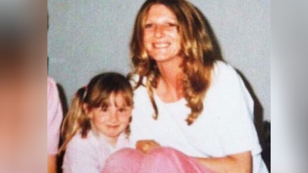 A young Sarah on the left with her mum Trish, who has since passed away.