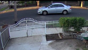 CCTV image showing the car police say was involved in a fatal hit-and-run with a cyclist in Lidcombe. 