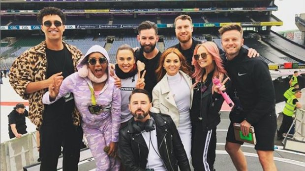 The Spice Girls, minus Posh Spice, warm up for their concert at Croke Park, Dublin.