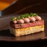 The ‘Wagyu sando’ topped with Vow’s Japanese quail parfait.