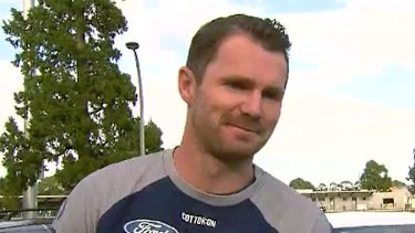 Geelong star Patrick Dangerfield speaks to the media before training after he helped to rescue an 11-year-old girl from the surf and helped keep the family afloat on Sunday.