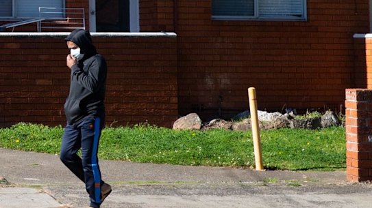 Pedestrians in Punchbowl during lockdown. It is part of the Canterbury-Bankstown local government area of concern. 