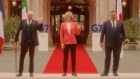 Cate Blanchett with Charles Dance and Denis Menochet in Rumours.