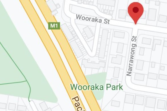 Wooraka Street at Rochedale South, the end of which sits right beside the M1.