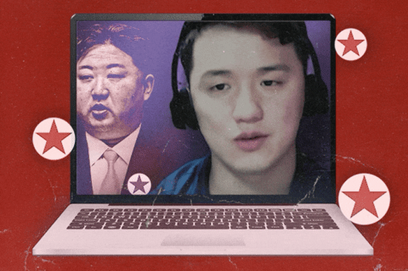 North Korean leader Kim Jong-un (left) and the man claiming to be Aaron Pierson applying for a job in Australia.
