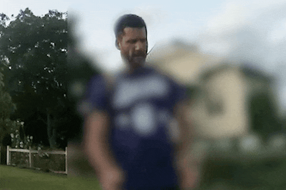 Police footage of Joel Cauchi outside the family home in 2023.