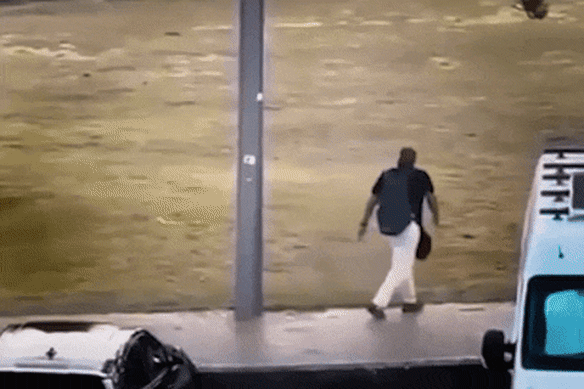 Reuven Morrison captured on camera hurling objects at the shooters.