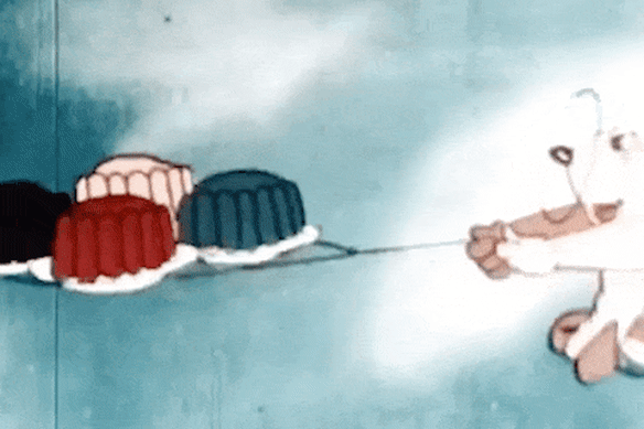 Bertie the Jet sings the iconic Aeroplane Jelly jingle in a 1940s cinema advertisement.
