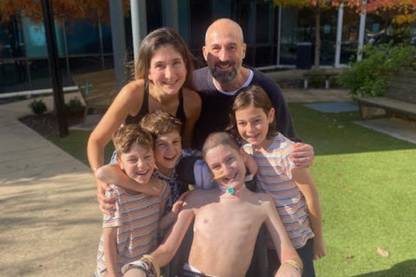 Natasha Sholl and her family including son, Ezra, 13, who suffers from Hodgkin’s Lymphoma.