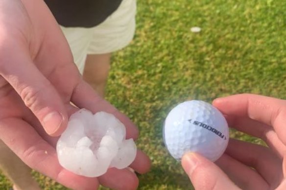 An icy blast of weather brought golf-ball sized hail stones to Mildura.
