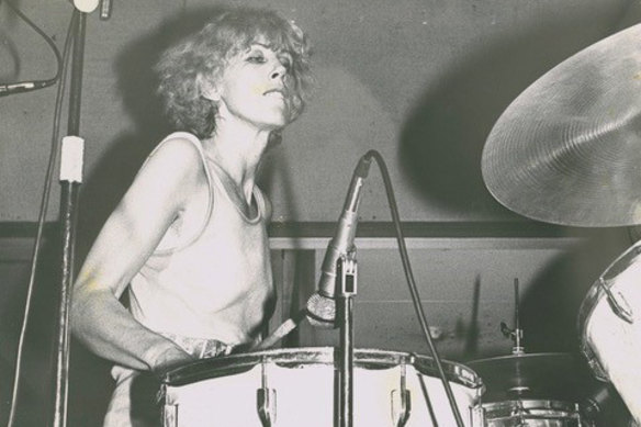 Lindy Morrison plays in 1979 in all-female punk band Zero, in Brisbane’s Fortitude Valley.