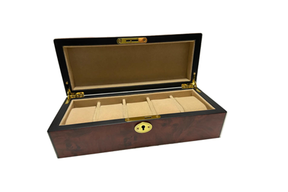 The Barberhood red mahogany finish watch box.