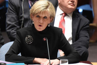 Australian Minister for Foreign Affairs Julie Bishop addresses the United Nations Security Council meeting September 19, 2014.