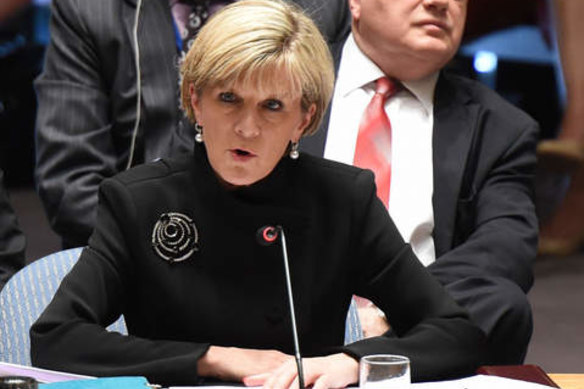 Australian Minister for Foreign Affairs Julie Bishop addresses the United Nations Security Council meeting September 19, 2014.