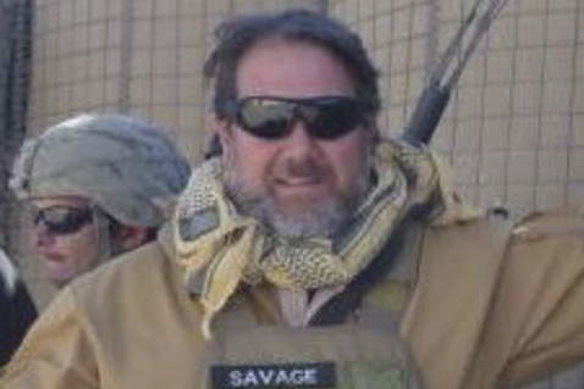 David Savage in Afghanistan, before he was injured by a child who was a suicide bomber.