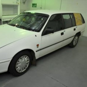 Mr Edwards' former Telstra station wagon with the logo removed. 