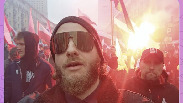 Australian neo-Nazi Joel Davis marched with Polish far-right extremists in Poland.