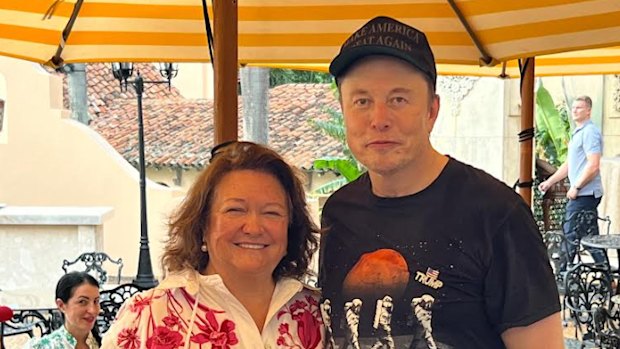 Gine Rinehart with Elon Musk.
